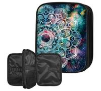 BWEGRHE Crochet Hook Case Organizer, Large Capacity Crochet Storage Bag with Zipper & Mesh Pocket for Crochet Hooks, Knitting Needles & Accessories, Art Mandalas Knitting Organizer for Travel