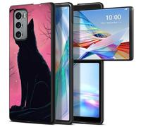 BWEGRHE Designed for LG Wing 5G Case, Slim Hard PC with Pink Sky Cat Pattern Design, Shockproof Wireless Charging Phone Cover for LG Wing 5G (2020)