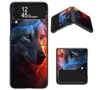 BWEGRHE Designed for Samsung Galaxy Z Flip 4 5G Case, Slim Hard PC with Fantasy Art Wolf Pattern Design, Shockproof Wireless Charging Phone Cover for Galaxy Z Flip 4 (2022)
