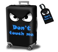 BWEGRHE Luggage Cover Suitcase Protector Plus 1 Luggage Tag, Don't Touch Me Travel Suitcase Cover for 26-29 inch Luggage (L) with Concealed Zipper Washable Elastic Cloth Dustproof Anti-Scratch