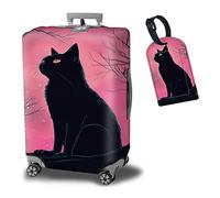 BWEGRHE Luggage Cover Suitcase Protector Plus 1 Luggage Tag Suitable for 19-32 inch Luggage, Pink Sky Cat, XL (30-32 inch)