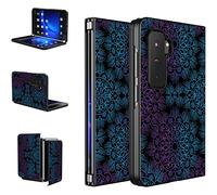 BWEGRHE Purple Blue Mandala Designed for Microsoft Surface Duo 2 Case, Full Cover Ultra Thin PU Leather Back Hard PC Phone Case for Microsoft Surface Duo 2 2nd 2021