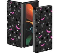 BWEGRHE Slim Case for Galaxy Z Fold 4 5G, Hard PC Men Women Phone Case for Samsung Galaxy Z Fold 4 with Gothic Skull Moon Stars Bat Design, Shockproof Wireless Charging Cover for Samsung Z Fold 4