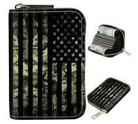BWEGRHE Small Travel Wallets Slim Multi-slot Card Organizer Case Cute Credit Card Holder RFID-Blocking Card Case Small Wallet for Women Men, Military Camouflage American Flag, Portable, Classic