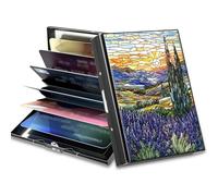 BWEGRHE Small Travel Wallets Slim Multi-slot Card Organizer Case Cute Credit Card Holder RFID-Blocking Card Case Small Wallet for Women Men, Eagle Iceberg American Flag, Matel, Minimalist