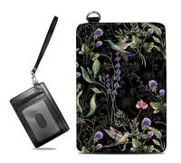 BWEGRHE Small Travel Wallets Slim Multi-slot Card Organizer Case Cute Credit Card Holder RFID-Blocking Card Case Small Wallet for Women Men, Wild Flower Hummingbird, slim, Minimalist