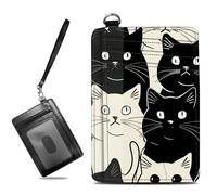 BWEGRHE Small Travel Wallets Slim Multi-slot Card Organizer Case Cute Credit Card Holder RFID-Blocking Card Case Small Wallet for Women Men, Cat Group, slim, Minimalist