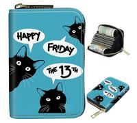 BWEGRHE Small Travel Wallets Slim Multi-slot Card Organizer Case Cute Credit Card Holder RFID-Blocking Card Case Small Wallet for Women Men, Friday 13th, Portable, Classic