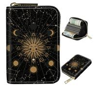BWEGRHE Small Travel Wallets Slim Multi-slot Card Organizer Case Cute Credit Card Holder RFID-Blocking Card Case Small Wallet for Women Men, Tarot Sun Moon, Portable, Classic