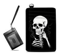 BWEGRHE Small Travel Wallets Slim Multi-slot Card Organizer Case Cute Credit Card Holder RFID-Blocking Card Case Small Wallet for Women Men, Smoke Skull, slim, Minimalist