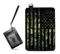BWEGRHE Small Travel Wallets Slim Multi-slot Card Organizer Case Cute Credit Card Holder RFID-Blocking Card Case Small Wallet for Women Men, Military Camouflage American Flag, slim, Minimalist