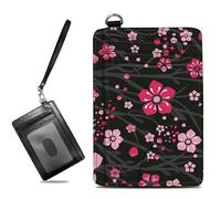 BWEGRHE Small Travel Wallets Slim Multi-slot Card Organizer Case Cute Credit Card Holder RFID-Blocking Card Case Small Wallet for Women Men, Pink Cherry Blossom, slim, Minimalist