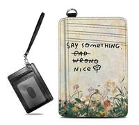 BWEGRHE Small Travel Wallets Slim Multi-slot Card Organizer Case Cute Credit Card Holder RFID-Blocking Card Case Small Wallet for Women Men, Say Something Nice Flower, slim, Minimalist