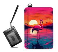 BWEGRHE Small Travel Wallets Slim Multi-slot Card Organizer Case Cute Credit Card Holder RFID-Blocking Card Case Small Wallet for Women Men, Pink Flamingo Sunset Sky, slim, Minimalist