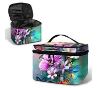 BWEGRHE Travel Makeup Bag with Detachable Wrist Strap, Faith Butterfly, L