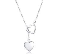 Bwer 925 Sterling Silver Necklace Pendant For Women Double Heart Fine Silver 925 Jewelry