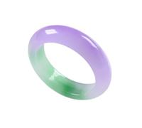 Bwesfy Green Purple Jade Ring for Women, Lavender Jade Band Ring Real Stone Natural Handmade Jewelry(Green Purple_10)