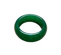 Bwesfy Natural Dark Green Jade Ring for Women Men, Wide Thick Good Luck Stackable Eternity Jadeite Band Ring(Dark Green_6)