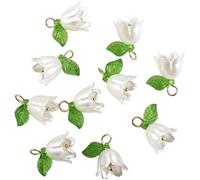 BWESOO 10Pcs White Bell Orchid Pendant,Flower Beads,Bell Flower Spacer Beads,for DIY Jewelry Making, Beading Projects Beading Supplies