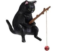 BWESOO Black Fish Tank Landscaping Cartoon Fishing Cat Ornaments Aquarium Accessories Household Supplies Home Office Decorations Fishing Cat Figurine Ornaments Aquarium Decor