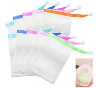 Bwetomk 10Pcs Mesh Soap Saver Pouch, Double-Layer Soap Saver Bag with Drawstring, Soft Mesh Soap Bag Bath Facial Cleanser Foaming Net Exfoliating Mesh Soap Bag for Shower Foaming Soap