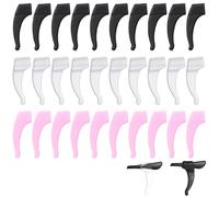 Bwetomk 15 Pairs Silicone Glasses Ear Cushion Grip Keep Glasses from Slipping Comfortable Soft Eyeglass Ear Hook Sleeve Clear Anti Slip Ear Grippers for Sunglasses Reading Glasses (Black,White,Pink)