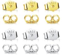 Bwetomk 20 Pairs Butterfly Earring Backs, Earring Backs, 925 Sterling Silver Earrings Backs, Replacement Earring Backs Stopper, Hypoallergenic Earring Backs for Earring Making (Gold and Silver)