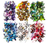 Bwetomk 240PCS Butterfly Stickers, PET Waterproof Transparent Stickers Colorful Resin Decals Decorative for Nature Scrapbook Planners Laptops Phone Case Card Making DIY Handbook Paper Crafts