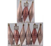 BWG 9 x Large Pink Frosted Snowflake Droplets Christmas Tree Baubles Decorations