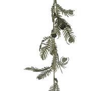 BWG Christmas Glitter Encrusted Garland 1.8m Decoration - Green Peacock Leaf Design