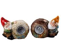 BWG Gnome LED Solar Garden Light Up Ornaments - Red Yellow Hats