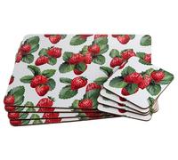 BWG Hardback Placemats & Coasters - Summer Strawberries - Set of 4