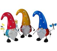 BWG Large Gonk Gnome Ornaments 30cm Metal Novelty Garden Figurines - Set of 3