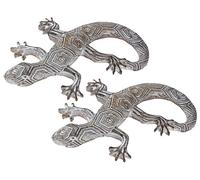 BWG Lizard/Gecko Wooden Ornament Decoration - Hexagonal Pattern - Set of 2