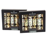 BWG Recyclable & Plastic-Free Mini Christmas Crackers with Gifts - White & Gold - Set of 12