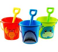 BWG Set Of 3 Animal Buckets And Spades - Shark Lobster Hippo Characters