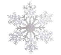 BWG Set Of 4 Large Hanging 25cm White Ice Glitter Snowflake Christmas Decorations