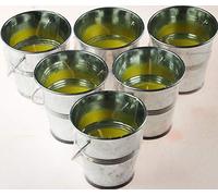 BWG Set Of 6 Outdoor Garden Citronella Candles in Metal Silver Tin Buckets