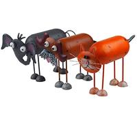 BWG Wobble Head Metal Novelty Garden Animal Ornaments - Cat Dog Elephant (Set of 3)