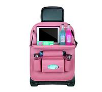 BWGHBH Car Seat Organiser with Foldable Table Tray Kick Mats Backseat Protector with 8 Pockets Universal Use for Car Interior Travel Accessories Men Women 1PCS Pink