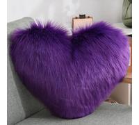 BWGHBH Heart-shaped Plush Throw Pillow Furry Copy Wool Backrest Cushion For Sofa Couch Armchair Bedroom Bay Window Office Seats With Core Washable Purple