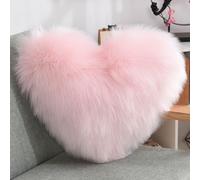 BWGHBH Heart-shaped Plush Throw Pillow Furry Copy Wool Backrest Cushion For Sofa Couch Armchair Bedroom Bay Window Office Seats With Core Washable Pink