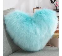 BWGHBH Heart-shaped Plush Throw Pillow Furry Copy Wool Backrest Cushion For Sofa Couch Armchair Bedroom Bay Window Office Seats With Core Washable Baby-blue
