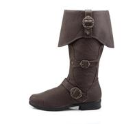 BWGHBH Men's Medieval Viking Boots Unisex Leather Renaissance Pirate Cosplay Costume Footwear 8 Dark Brown