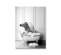 BWGHBH Unframed Animal Wall Art Abstract Painting Wall Decor,Cute Animal Horse Laying in The Bathtub Art Prints Painting Bathroom Picture for Living Room Bedroom Kitchen Artwork,20x25cm