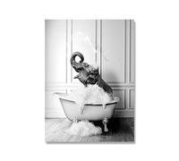 BWGHBH Unframed Animal Wall Art Abstract Painting Wall Decor,Cute Elephant Playing in the Bathtub Art Prints Painting Bathroom Picture for Living Room Bedroom Kitchen Artwork,60x80cm