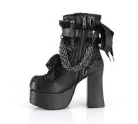 BWGHBH Women Short Heel Boots Gothic Style Chain Lace Up Bow Retro Round Toe Square Chunky Platform Ankle Boot Punk Ladies Party Shoes Black 5.5