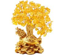 Bwinka Dragon Turtle Feng Shui Crystal Fortune Money Tree Bonsai Decoration Ornament for Bringing Wealth, Luck, Prosperity, Success，7.3inch