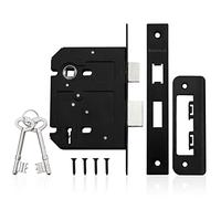 Bwintech 1 PCS 3 Lever Matt Black Mortice Sashlock 75mm (3 Inch), Door Lock with Key for Internal Doors, Reversible Catch