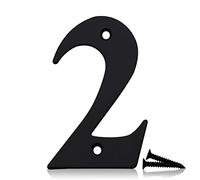 Bwintech 1 Pcs 75mm Matt Black SS304 House Numbers Door number 2, House Signs for outside, House Numbers Plaques for Front Wooden Door